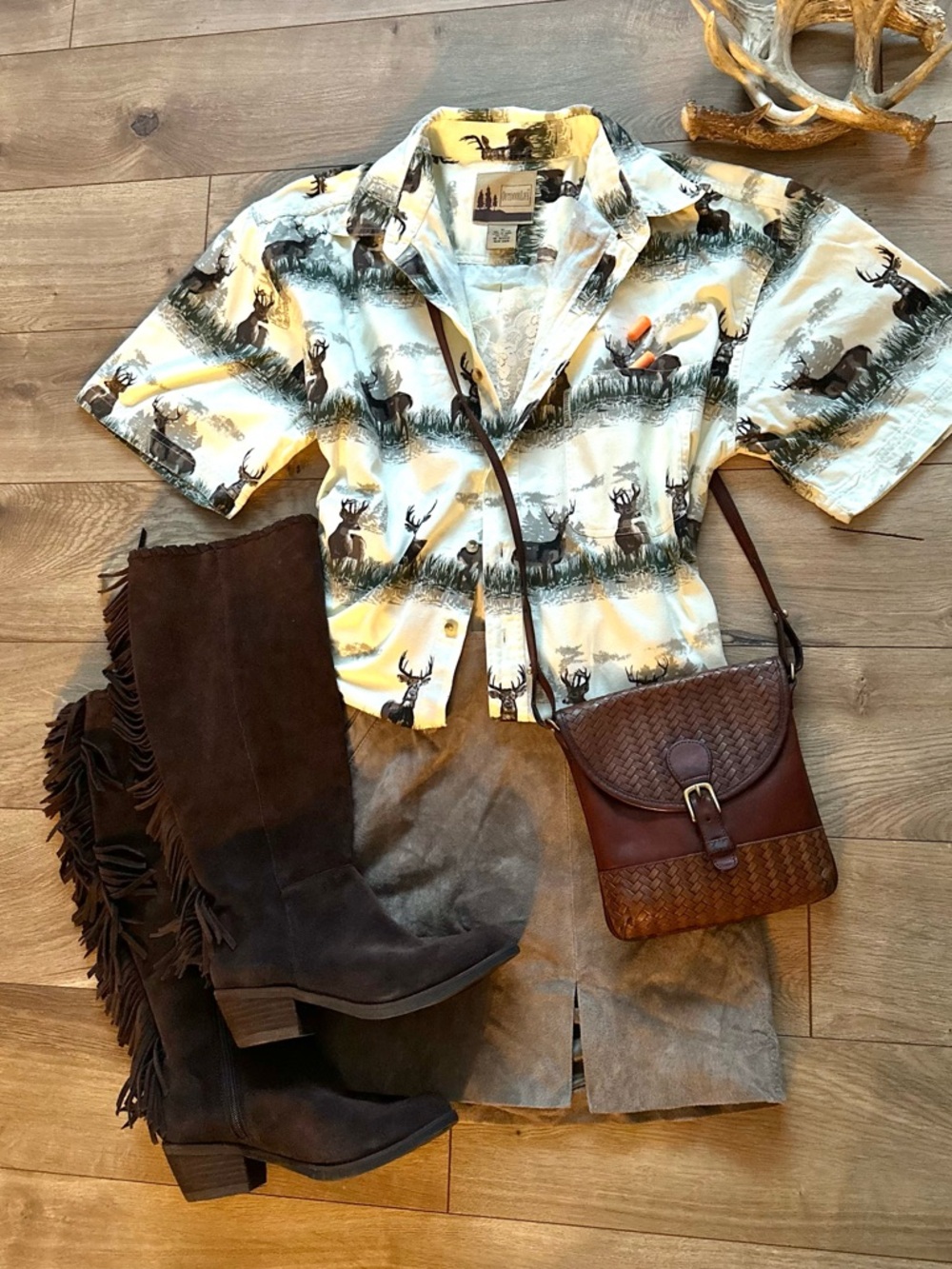 Vintage Outdoor Life Deer Print Button Up Shirt M Unisex Hunting